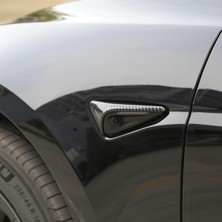 OEM Tesla Model Y Uyumlu Parlak Karbon Fiber Görünümlü Yan Kamera (Sinyal) Kaplama Seti Hw4