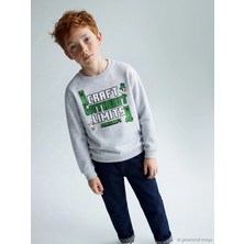 Lc Waikiki Yeni Sezon Bisiklet Yaka Minecraft Baskılı Erkek Çocuk Kalın Sweatshirt