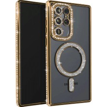 Zenviaa Samsung Galaxy S25 Ultra Kılıf Joke Simli Magneticsafe Kılıf - Gold ZENVIAAC12