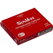 Mey İthalat Scrikss Kartuş Dolma Kalem Kartuşu 6'lı Paket Kırmızı