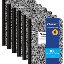 Mey İthalat Oxford Kompozisyon Not Defterleri, Okul Malzemeleri, Okul Için Not Defterleri, Okul ve Ofis Için Compbook Defteri, Dergi, Kolej Kağıdı, 24,5 x 19,8 Cm, 100 Yaprak, Siyah, 6 Adet (63767)