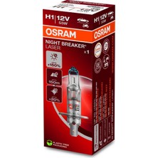 Mey İthalat Osram Ampul Night Breaker Laser H1 12V 55W%100'YE Kadar Fazla Işık 150M'YE Kadar Fazla Görüş Açısı,%20'ye Kadar Beyaz Işık 64150NL