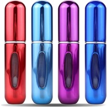 Mey İthalat Taşınabilir Mini Doldurulabilir Parfüm Atomizer Şişesi, Atomizer Parfüm Şişesi, Doldurulabilir Parfüm Spreyi, Koku Pompası Kılıfı, Parfüm Atomizer Doldurulabilir Seyahat 4 Adet Paket 5ml
