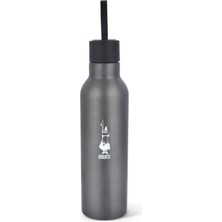 Mey İthalat Bialetti - Termal Şişe - 750ML - Koyu Gri Renk - Paslanmaz Çelik - Çift Katmanlı - 12 Saat Sıcak 24 Saat Soğuk Tutar - Hava Geçirmez Vidalı Kapak Özelliği - Özel Silikon Conta Sayesinde Sızdırmaz Şişe