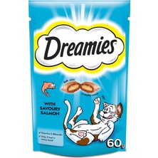 Mey İthalat Dreamies Kedi Ödül Maması, Somonlu, 60 G