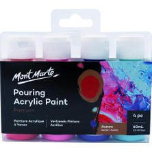 Mey İthalat Mont Marte PMPP4207 Dökme Akrilik Boya Seti, 59 ml (60 Ml) x 4 Renk, Aurora Borealis