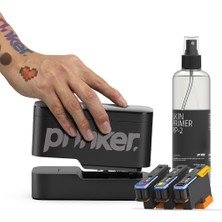 Mey İthalat Prinker S Siyah ve Renkli Geçici Dövme Yazıcısı, Saniyeler Içinde Özel Dövmeler, Suya Dayanıklı ve Sabun Yıkanabilir, Android ve Ios Uyumlu, Mürekkep Dahil