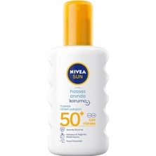 Mey İthalat Nıvea Sun SPF50 Anında Güneş Koruyucu Sprey 200ML, Hassas Ciltler Için Yatıştırıcı, Uva Uvb Koruması