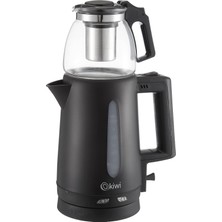 Mey İthalat Kiwi KTM-2907 Çay Yapma Makinesi, 1.8 L Kettle ve 0.9 L Demlik Kapasitesi, Siyah