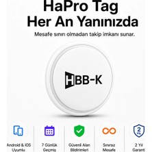 HBB-K Hapro Tag Ios & Android Uyumlu Airtag Akıllı Takip Cihazı(Beyaz)