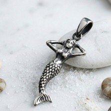 Ebrar Silver Gümüş Deniz Kızı Kolye Ucu 925 Ayar Gümüş Deniz Kızı Figürlü Unisex Kolye Ucu