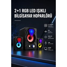 Zenvia 2+1 Rgb LED Işıklı Güçlü Bas Sistemli Bilgisayar Hoparlörü