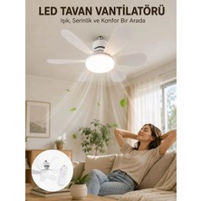 Zenviaa Mey Ithalat® Uzaktan Kumandalı LED Tavan Vantilatörü Yüksek Aydınlatma Güçlü Esinti Süper