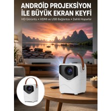 Zenviaa Hd Ayaklı Portatif Projeksiyon Cihazı Bluetooth Wifi Akıllı Android Işlemcili Yeni Nes