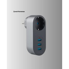 Zenvia Znv Isıya Dayanıklı 3 USB Portlu Güvenlikli Priz – Akıllı Enerji Yönetimi ZNV2029
