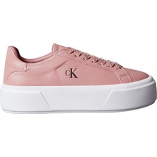 Mey İthalat Calvin Klein Bayan Flatform Lace Up Lth Mg YW0YW01928 Low Top, Pembe Allık Parlak Beyaz, 38 Eu