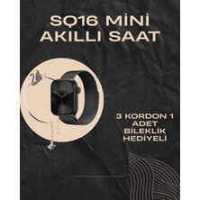 Zenviaa Sq-16 Mini Series 10 Akıllı Saat | Şık ve Hafif Tasarım, 3 Kordon Seçeneği ZENVIAA365