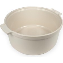 Mey İthalat Peugeot - Seramik Yuvarlak Sufle Kalıbı - 24 cm x 22 cm x 9,7 cm - Kapasite: 2,4 L - Ekru