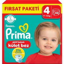 Mey İthalat Prima Külot Bebek Bezi 4 Beden 62 Adet Maxi Fırsat Paketi
