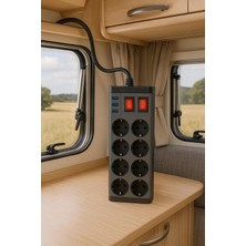 OEM 8 Prizli Çoklu Priz - 3 USB Hızlı Şarj Portu, Çift Anahtarlı Güvenli Kontrol, Aşırı Akım &amp; Kısa Devre Koruma, 4000W Güç Destekli Çoklu
