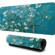 OEM Van Gogh Desenli Büyük Masa Pedi 90X40 cm 3 mm Kaymaz Tabanlı Desk Mat Kumaş Mouse Pad Klavye ve Mouse Için Geniş Yüzey Ev Ofis Gaming Açık Yeşil