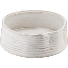 Mey İthalat Fringe Studio Stoneware Pet Bowl, Orta, Nervürlü Beyaz (501005)
