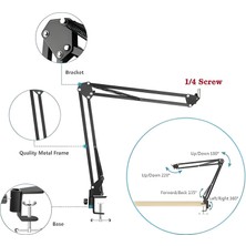 OEM Masaüstü Ayarlanabilir Tablet Tutucu Kol – 360° Dönebilen, Yaylı Metal Kollu, Masa Kelepçeli Tablet Tutuculu Stand (Siyah)