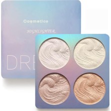 Mey İthalat Aputue Fosforlu Makyaj Paleti, 4 Renk Işıl Işıl Parlak Highlighter, Uzun Süre Dayanıklı Su Geçirmez Işıltılı Highlighter, Yüz Aydınlatıcı Makyaj Paleti, Cilt Tonu ve Yüz Hatlarını Aydınlatmak Için