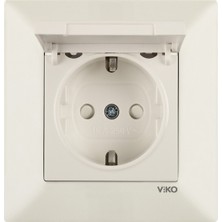 Viko Meridian Çocuk Korumalı Krem Kapaklı Topraklı Priz (5'li Paket)