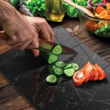 OEM Cam Kesme Tahtası Panosu 25 x 35 Kırılmaya Isıya Çizilmeye Dayanıklı Antibakteriyel Doğal Kesme Tablası Siyah Mermer Design