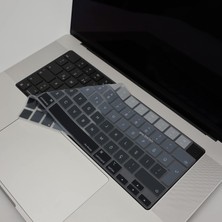 OEM MacBook Klavye Koruyucu Silikon Kılıf Türkçe Q Baskılı Uk-Ters L-Enter Tipi Air 13,6-15,3 Inç Pro 14,2-16,2 Inç M1-M2-M3-M4 Pro Max Uyumlu Yıkanabilir Siyah Gri