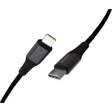 OEM Wahoo Type C-Lightning 27WATT Pd Hızlı Şarj Kablosu, Siyah/antrasit Metal (100 Cm)