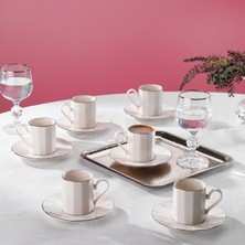Schafer Evelynn 6 Kişilik Kahve Fincan Takımı 12 PARÇA-PLATIN03