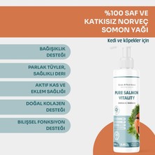 OEM Pure Salmon VITALITY%100 Doğal Norveç Somon Yağı, Omega 3 ve 6, E Vitamini, Kedi ve Köpek, 250 ml