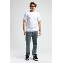 Ecko Unltd. JOHNSON Beyaz Bisiklet Yaka Baskılı Standard Fit Erkek Tshirt