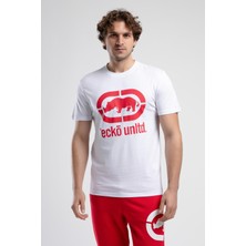Ecko Unltd. MARC Beyaz_K Bisiklet Yaka Baskılı Standard Fit Erkek Tshirt