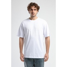 Ecko Unltd. ASTORIA Beyaz Bisiklet Yaka Baskılı Oversize Erkek Tshirt