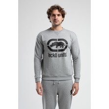 Ecko Unltd. LIBERTY Gri Bisiklet Yaka Baskılı Loose Fit Erkek Sweatshirt
