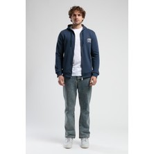 Maıden Lacivert Kapüşonlu Nakışlı Standard Fit Erkek Sweatshirt