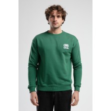 Eastsıde Yeşil Bisiklet Yaka Nakışlı Loose Fit Erkek Sweatshirt