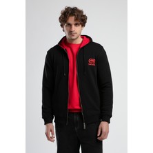 Maıden Siyah Kapüşonlu Nakışlı Standard Fit Erkek Sweatshirt