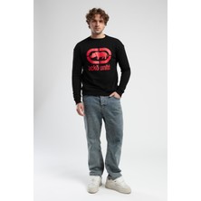 Lıberty Siyah Bisiklet Yaka Baskılı Loose Fit Erkek Sweatshirt