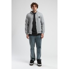 Maıden Gri Kapüşonlu Nakışlı Standard Fit Erkek Sweatshirt