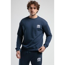 Eastsıde Lacivert Bisiklet Yaka Nakışlı Loose Fit Erkek Sweatshirt