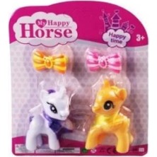 L-34-10 - Pony 2 Li Figür Set Tokalı Kartela Beyaz - 1 Adet