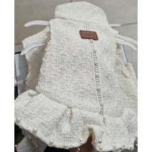 Max Design Beyaz Incili Köpek Elbisesi