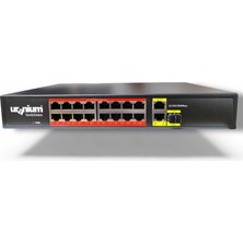 Hsc Bilişim Uranium POE-G1621SFP-300W 16 Port Gigabit+2xgb RJ45+1XSFP Uplink Poe Rackmount Switch (Realtek Chip