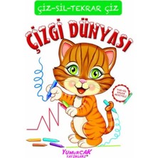 Tekrar Çiz Çizgi Dünyası (Çizerim-Silerim) - Kalem Hediyeli