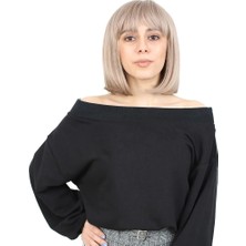 Kısa Küt Perçemli Fiber Sentetik Peruk / Küllü Bebek Sarı