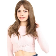 Düz Perçemli Orta Boy Fiber Sentetik Peruk / Kumral